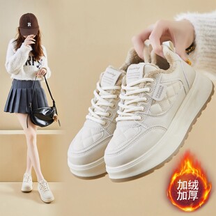 加绒小白鞋女2025新款秋冬季女鞋子保暖厚底百搭棉鞋爆款休闲板鞋