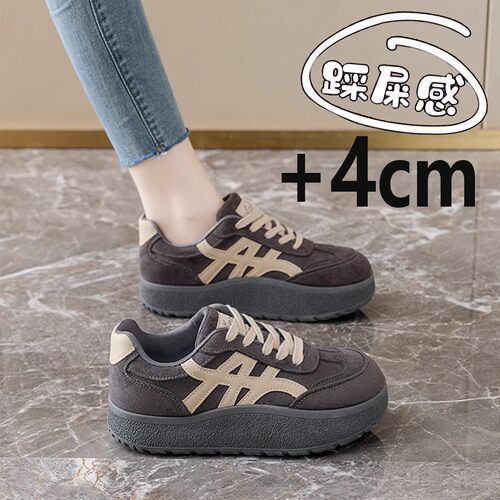 复古德训鞋女2026新款春季厚底休闲运动鞋34码百搭系带板鞋松糕底