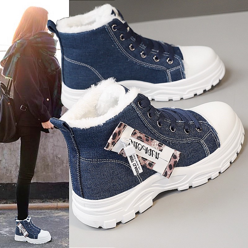 42大码女鞋短靴帆布百搭学生棉鞋