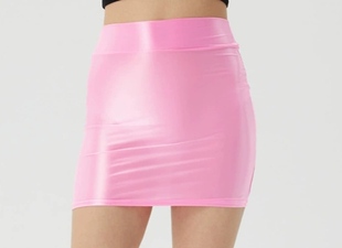 光泽超薄透明油亮光泽丝滑高弹大码 超短裙瑜伽裙7070Q
