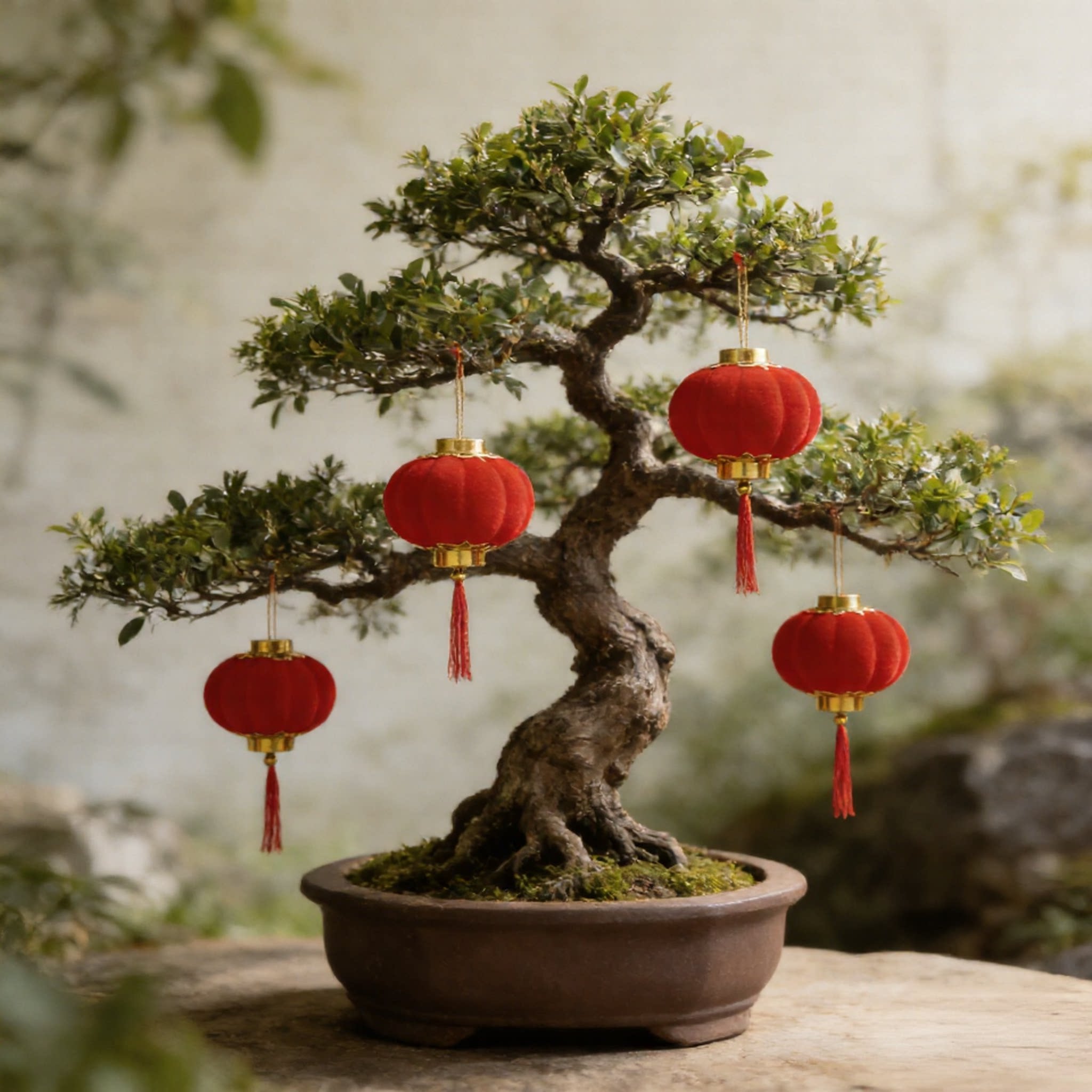 植绒小灯笼串挂饰树上大红新年元宵春节连串灯笼户外防水装饰布置