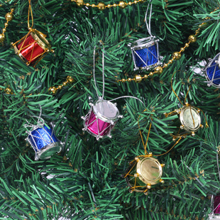 节日秀圣诞装 饰品圣诞树用品挂件挂饰圣诞鼓3cm圣诞镭射小鼓12个