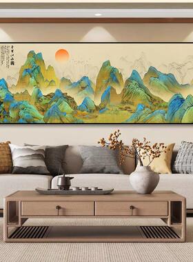 千里江山图壁画中式风自粘山水墙贴纸中国十大名画客厅床头装饰画