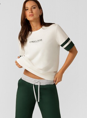 LornaJane运动上衣罩衫T恤短袖宽松VARSITY瑜伽跑步日常休闲女LJ