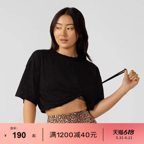 LJ短袖女抽绳短T上衣罩衫