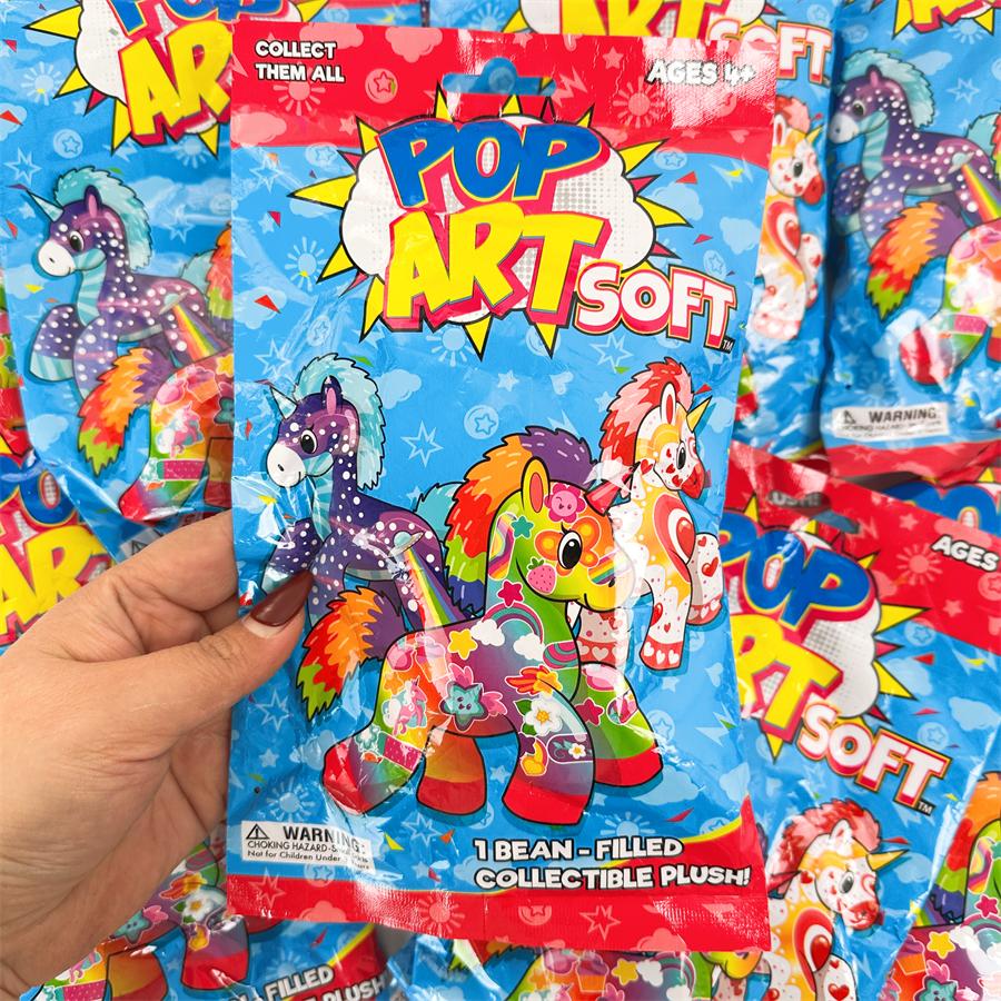 出口POPart波普毛绒玩具盲包礼物拆拆乐独角兽盲袋沙包奶牛猫咪软
