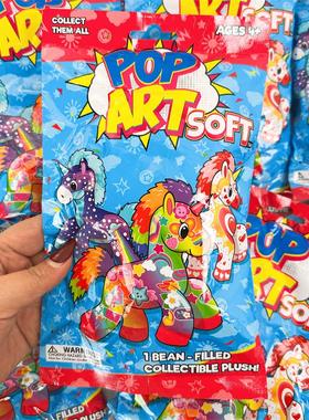 出口POPart波普毛绒玩具盲包礼物拆拆乐独角兽盲袋沙包奶牛猫咪软
