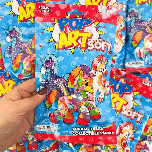 出口POPart波普毛绒玩具盲包礼物拆拆乐独角兽盲袋沙包奶牛猫咪软