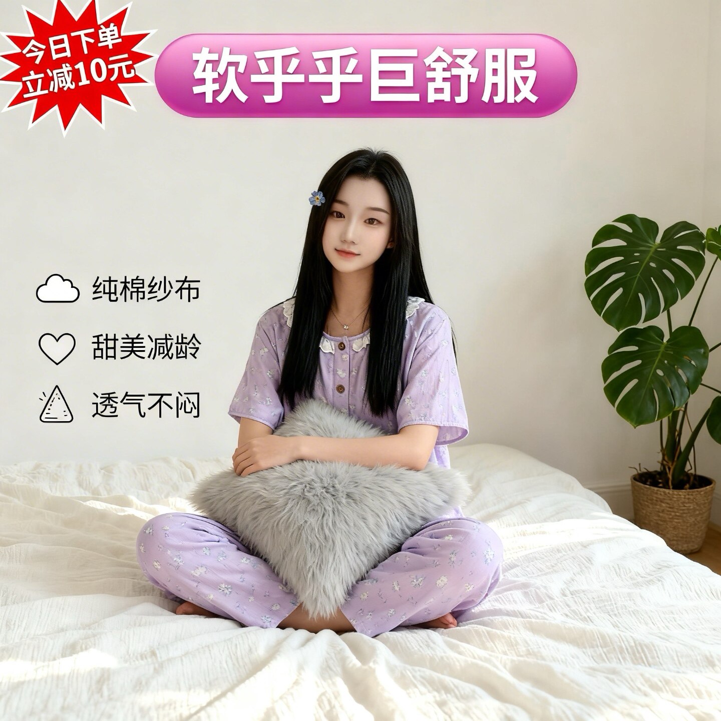 超好看独特早春漂亮睡衣时尚洋气家居服女可外穿短袖长裤女款春装