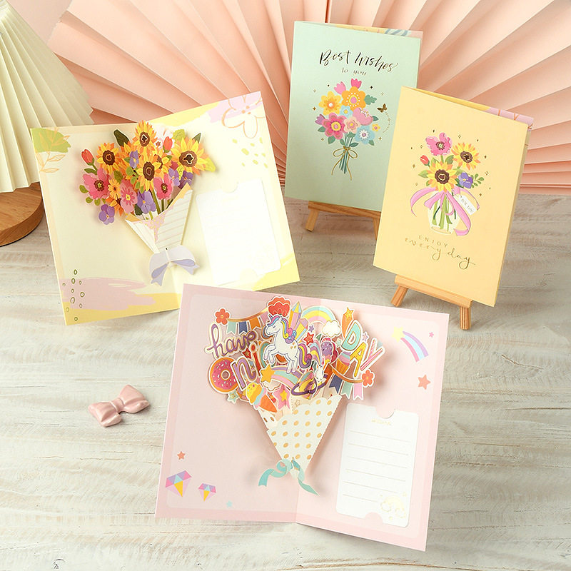 教师节浪漫温馨治愈系烫金贺卡信封简约花语节日祝福花束礼品卡片