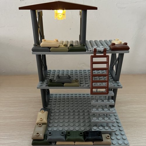DIY小颗粒军事基地吃鸡哨塔场景监狱积木玩具拼装玩具组装模型