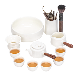 羊脂玉侧把茶海公道杯高端分茶器茶具木把功道杯公道壶陶瓷单个