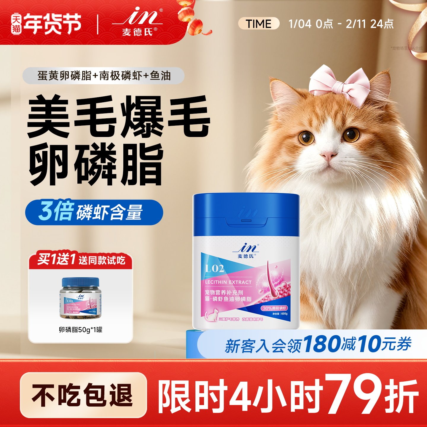 麦德氏卵磷脂猫用磷虾鱼油护肤胶原软磷脂猫专用宠物猫咪爆毛粉,宠物/宠物食品及用品,猫卵磷脂/鱼油/海藻粉,淘宝优惠券,粉丝福利购,淘宝优惠卷