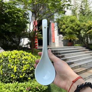 景德镇食品级高温釉下彩大汤勺子影青瓷大号盛汤勺家用陶瓷汤匙