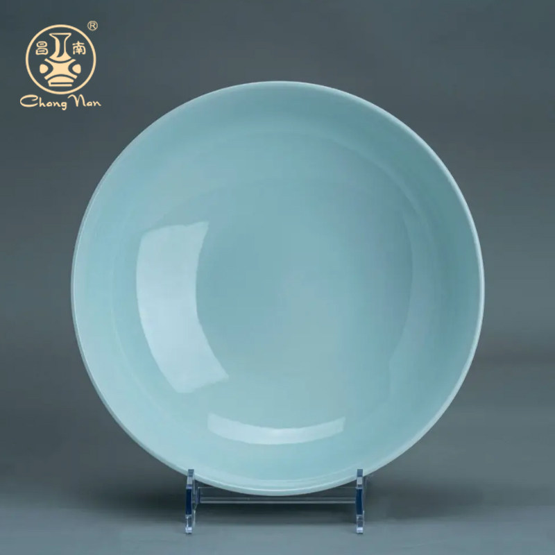 景德镇高温陶瓷深盘食品级釉下彩9英寸汤盘影青瓷菜盘子碟子餐盘,餐饮具,盘,淘宝优惠券,粉丝福利购,淘宝优惠卷