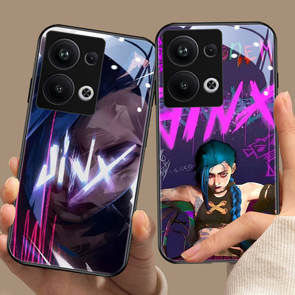 双城之战适用oppofindx8手机壳x6pro高级感a3pro玻璃reno13涂鸦r17金克斯x7英雄联盟x3酷93小众一加13周边ace