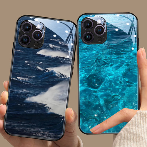 苹果大海海浪玻璃自带镜头膜壳