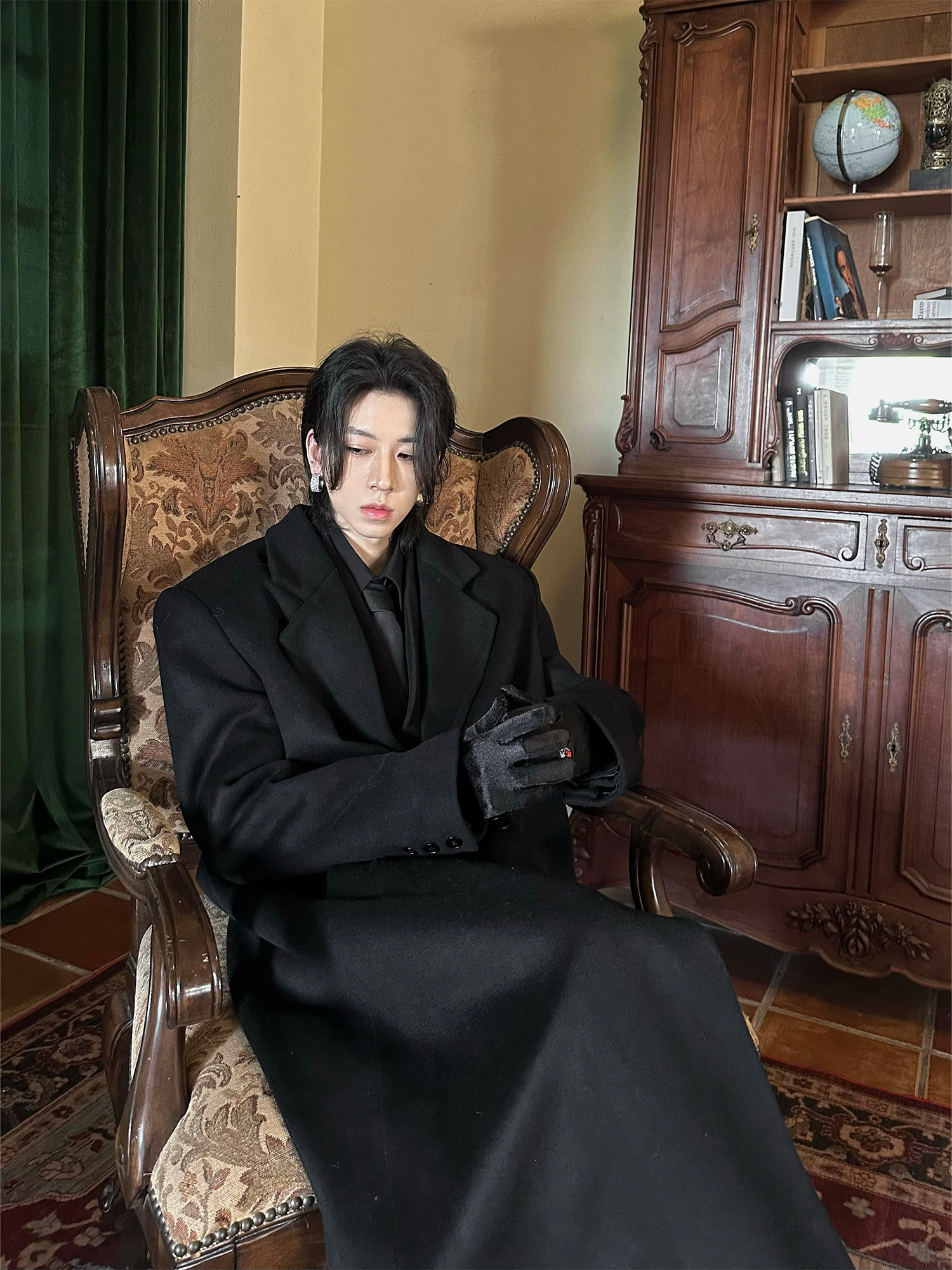 HARH 클래식 업그레이드 2.0 100% 울 양면 모직 코트 한국식 어깨 패드 남성용 긴 모직 코트