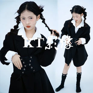 女童模特大赛舞台走秀潮服儿童加长西装主题摩登影楼摄影杂志写真