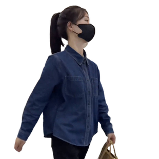 短款长袖牛仔衬衫女2025春秋新款设计感休闲时尚叠穿外套上衣外套