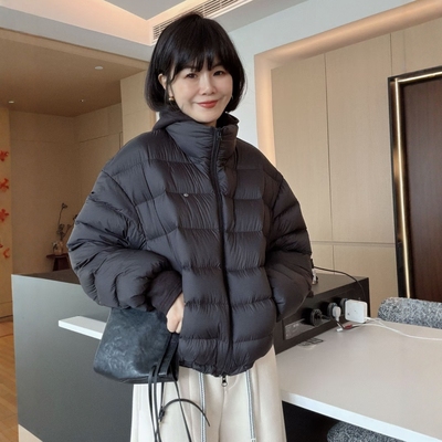 立领排骨泡芙羽绒服短款外套