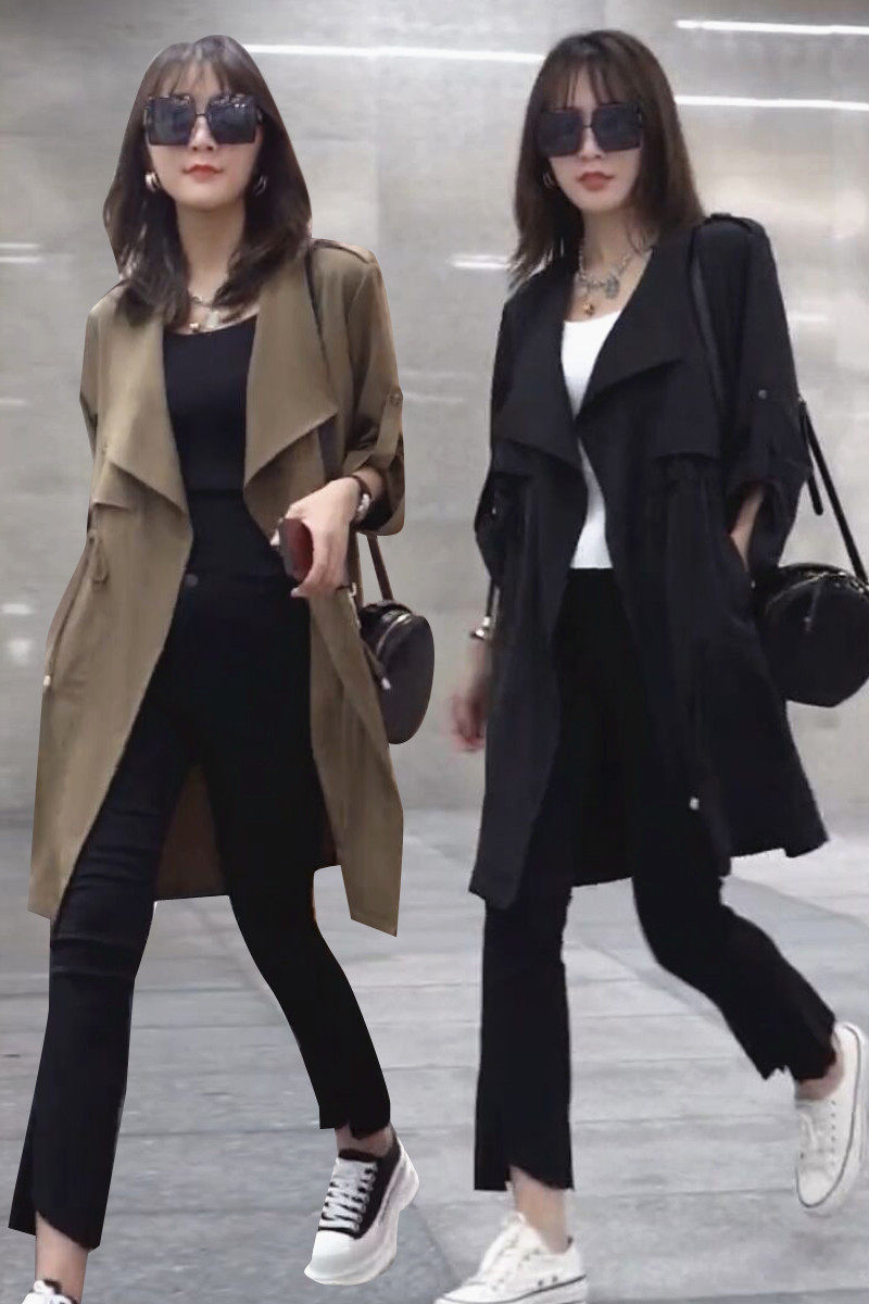 气质薄款风衣外套女2026春季新款高级感宽松收腰显瘦中长款大衣潮