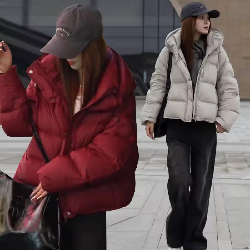 爆款小个子连帽加厚短款羽绒服