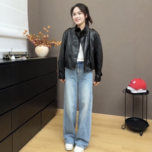 爆款立领高级感皮衣短外套女装2026春季小个子时尚洋气夹克上衣