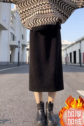 爆款松紧腰雪尼尔加绒加厚半身裙女2024秋冬款显瘦百搭中长款裙子