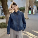 韩系流行高级感加厚加绒牛仔衬衫女装2025秋冬时尚洋气叠穿上衣