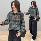 外套女2025春装 正品 格子磨毛衬衫 时尚 设计感休闲叠穿复古上衣 爆款
