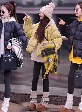 爆款宽松泡芙黑色羽绒服女冬装新款今年流行保暖时尚面包服厚外套