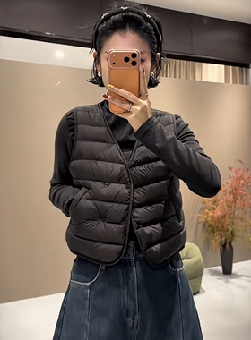 短款高级V领羽绒时尚排骨马甲女装冬季爆款显瘦保暖叠穿马夹上衣