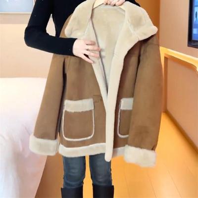 爆款皮毛一体羊羔毛加绒加厚外套