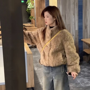 韩系高级感立领加厚羊羔毛短外套女装冬季小个子时尚洋气保暖上衣