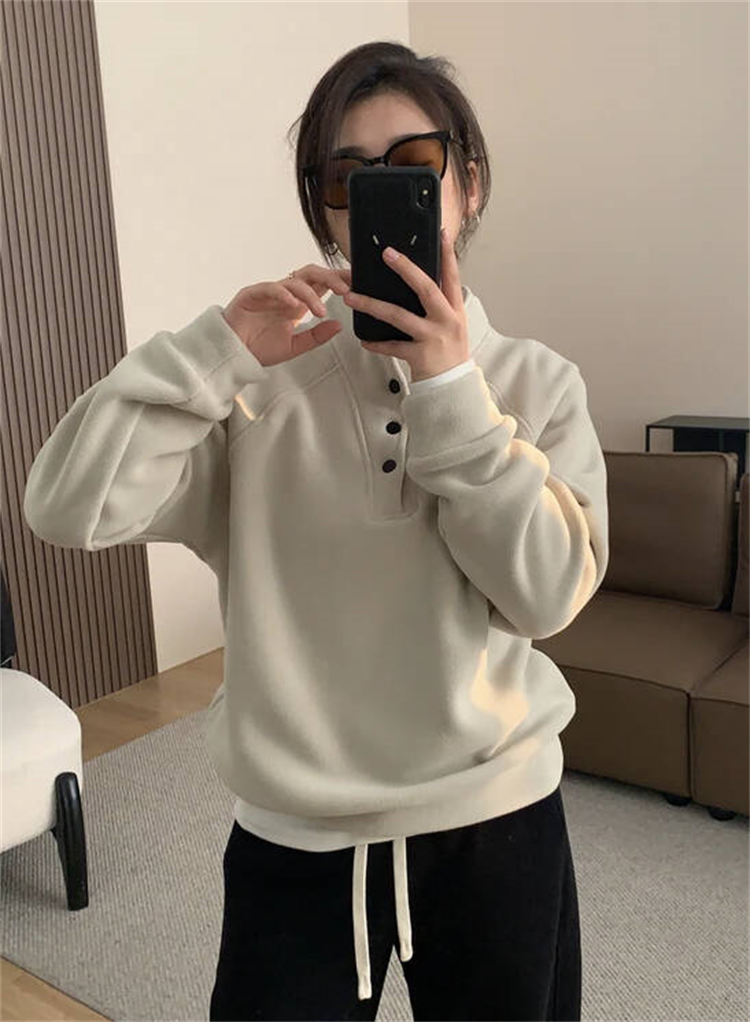 秋冬加厚立领双面澳绒打底卫衣