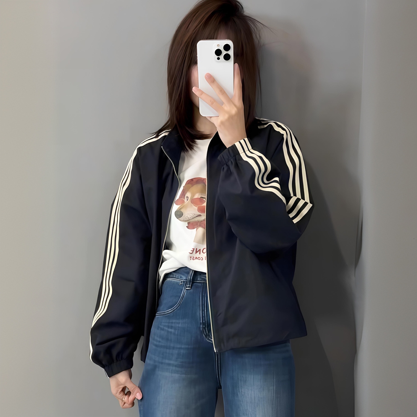 美式复古三条杠立领短款冲锋衣