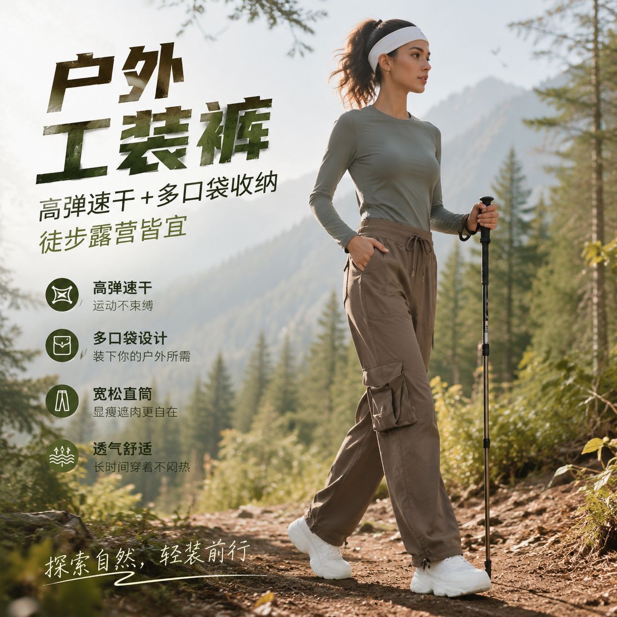 阔腿工装休闲裤新款户外跑步运动运动长裤