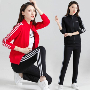 2023秋冬休闲运动服套装女春秋长袖两件套纯棉外套长裤跑步健身服