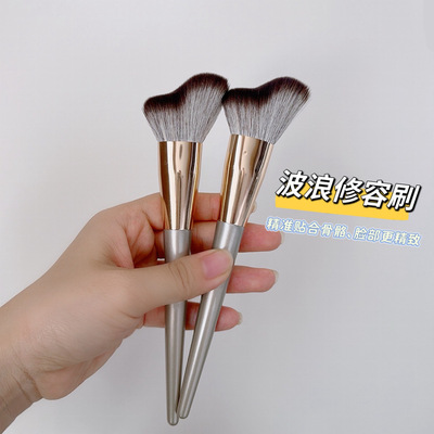 新款波浪形修容刷侧脸面部大号轮廓贴合侧阴影化妆刷新手动物毛