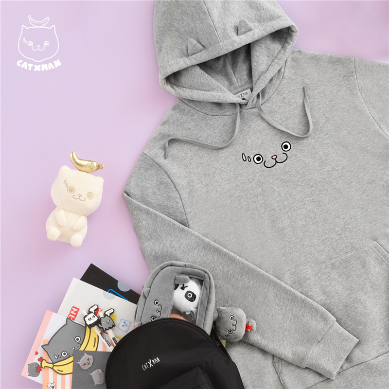 CATXMAN 周柏豪 MIMIC CATXMAN GREY HOODIE 猫猫造型连帽卫衣