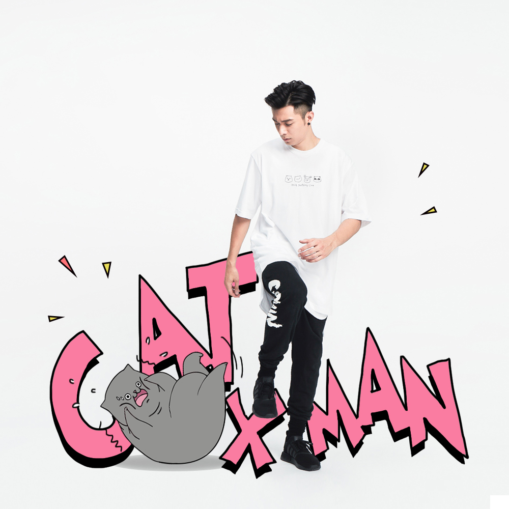 ÖܰغÀ CATXMAN & FRIENDS BLACK CREW NECK TEE