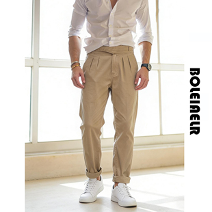 2026春季新款复古廓尔格裤子男高腰直筒那不勒斯休闲裤西裤库尔喀