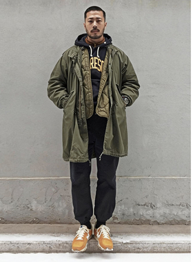 2026春季美式复古M65战壕派克服鱼尾风衣男parka长款工装大衣外套