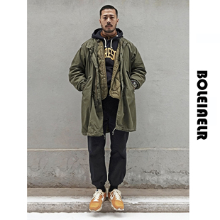 工装 复古M65战壕派克服鱼尾风衣男parka长款 大衣外套 美式 2026春季