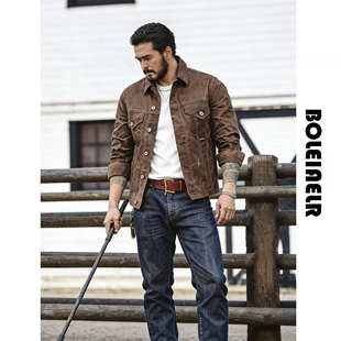 2026春季 美式复古硬汉重磅帆布油蜡夹克男阿美咔叽猎装大码外套