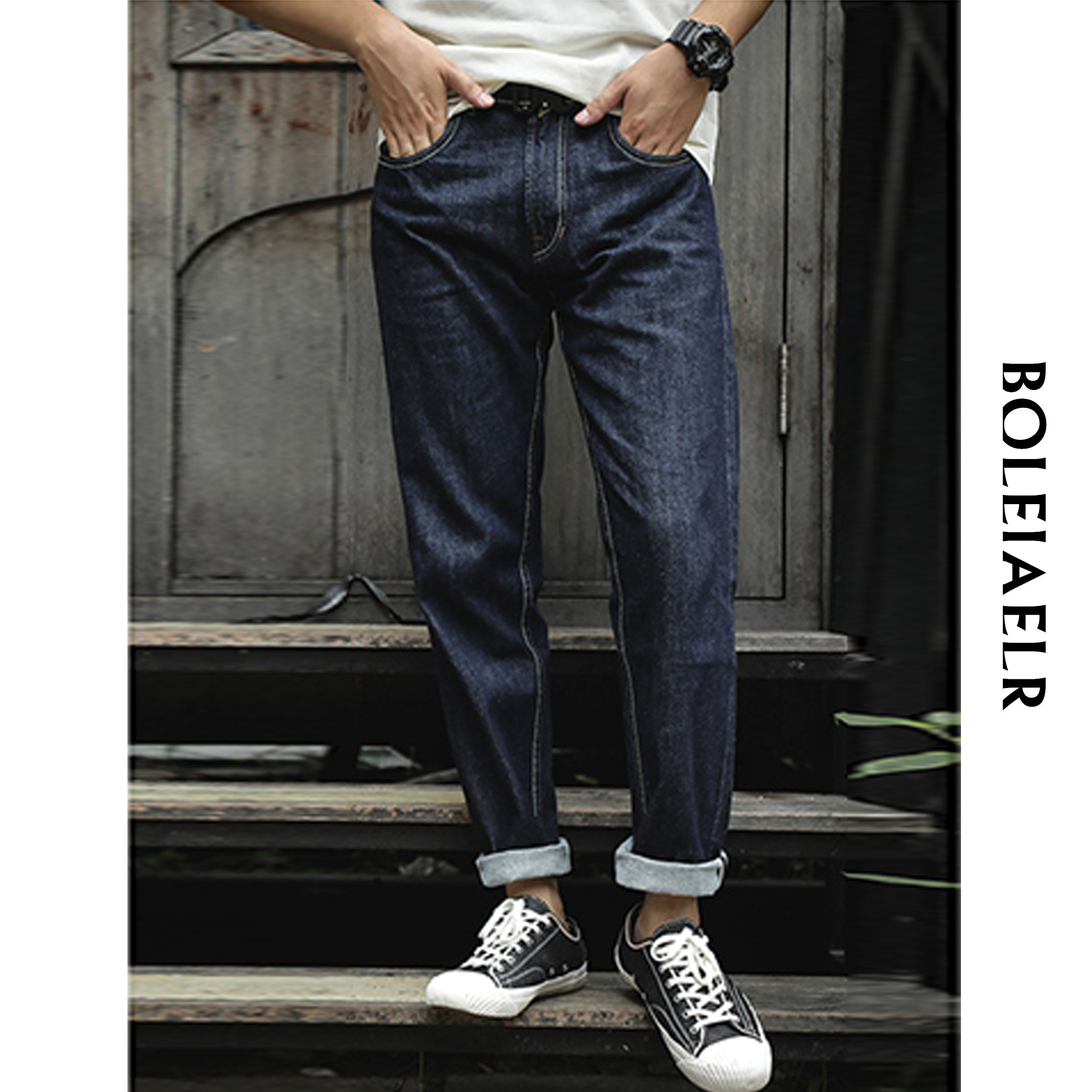 boleiaelr秋冬新款丹宁牛仔裤