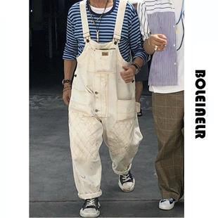清仓特价 好搭有范春季宽松工装吊带背带裤男女多口袋工作连体裤