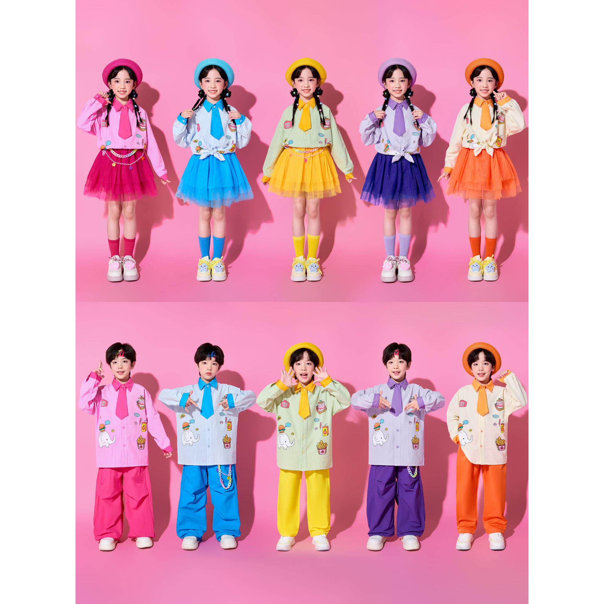 儿童啦啦队演出服幼儿园合唱表演小学生运动会开幕式团体方阵服装