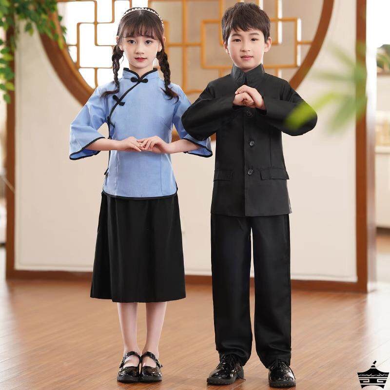儿童民国风演出服学生装男女童合唱服装中山装表演五四青年装春秋